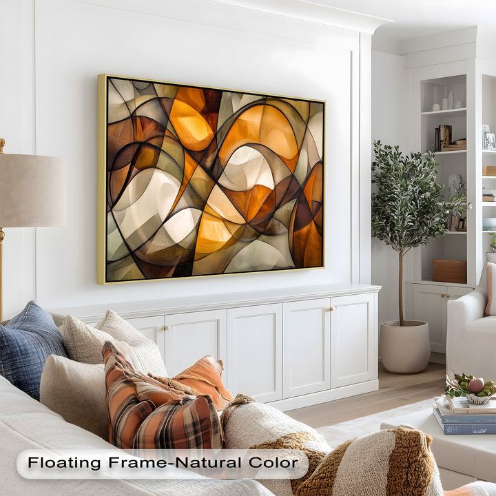 Golden Flow – Geometrisches Ölgemälde