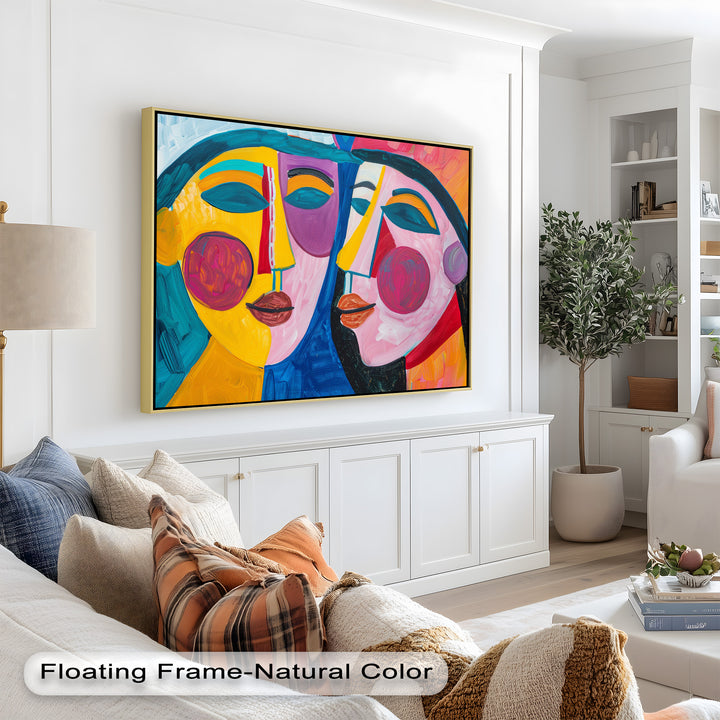 Unified Gaze – Vibrant Dual Portrait Picasso Oil Painting