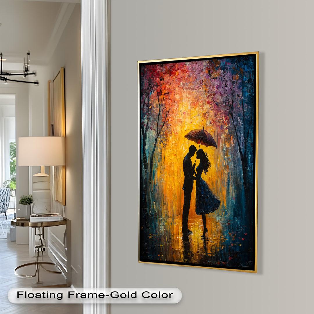 Lovers Under Autumn Glow – Romantic Couple Oil Painting