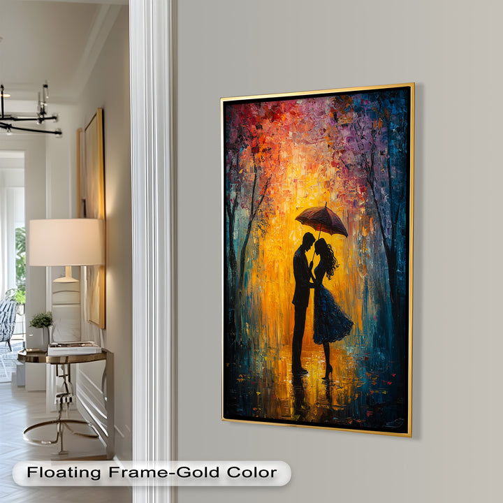 Lovers Under Autumn Glow – Romantic Couple Oil Painting