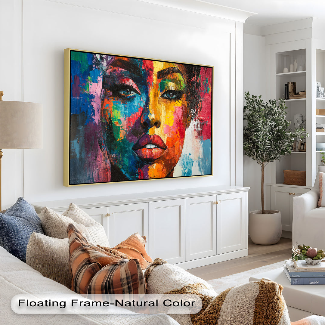 Color Reign – Vibrant Female Portrait Abstract Oil Painting