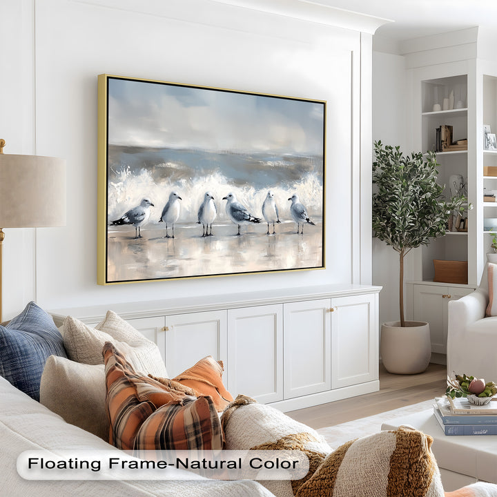 Seagulls and Surf – Bird Oil Painting