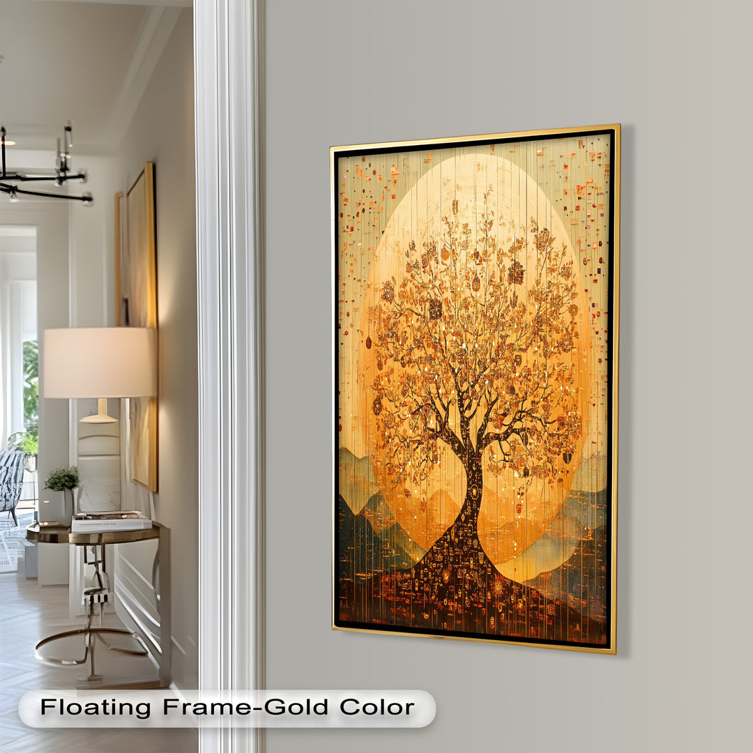 Tree of Light – Radiant Abstract Golden Tree Oil Painting