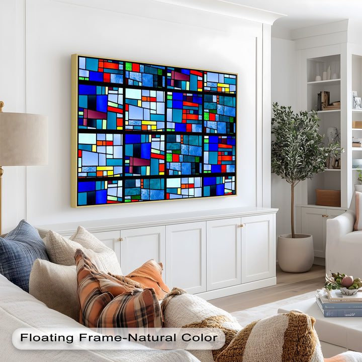 Moderne geometrische Wandkunst – gerahmtes Ölgemälde
