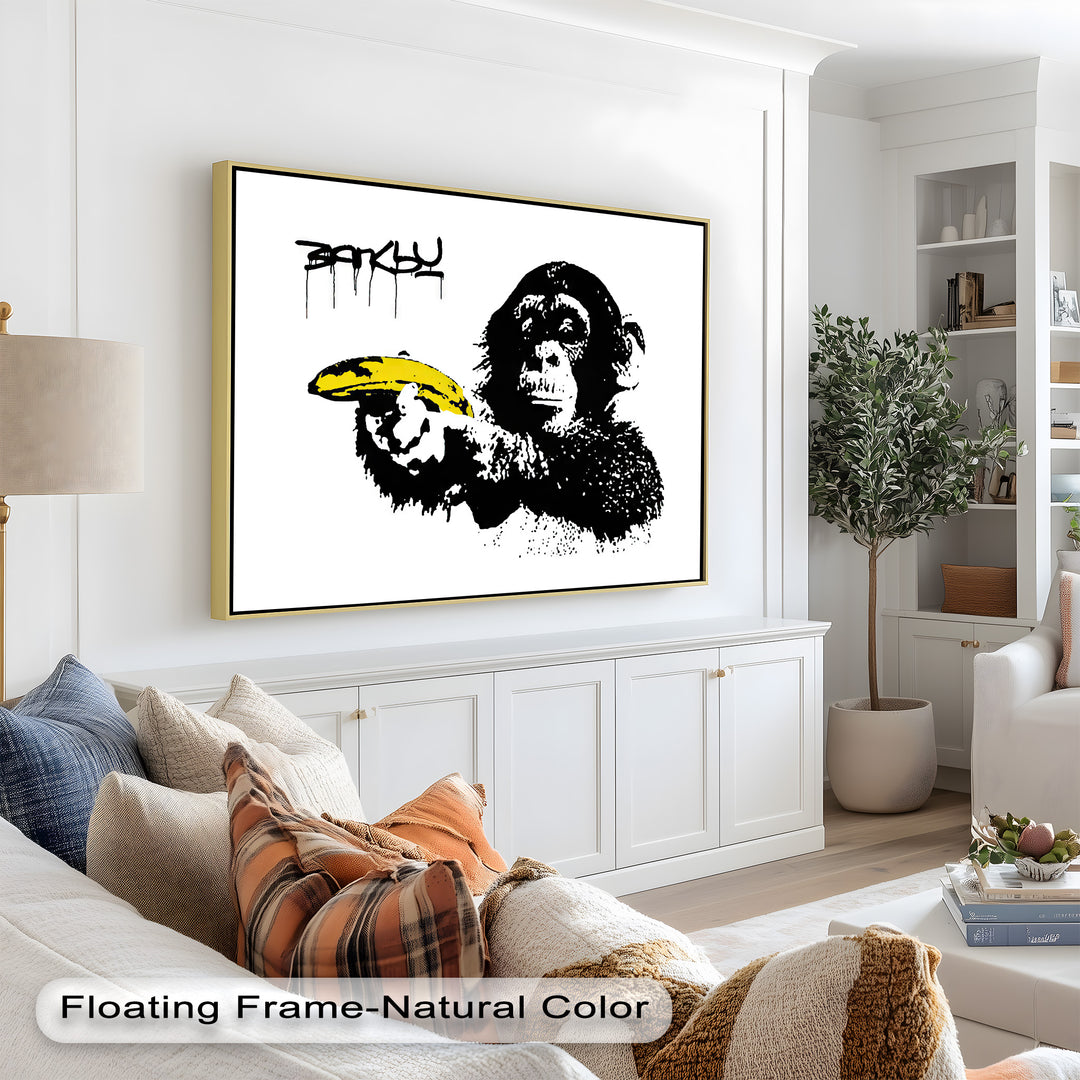 Monkey with Banana Gun – Satirical Banksy Oil Painting