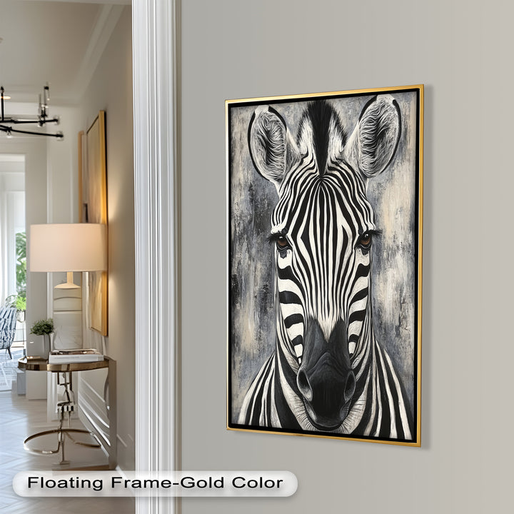 Zebra Portrait – Bold Black and White Animal Oil Painting