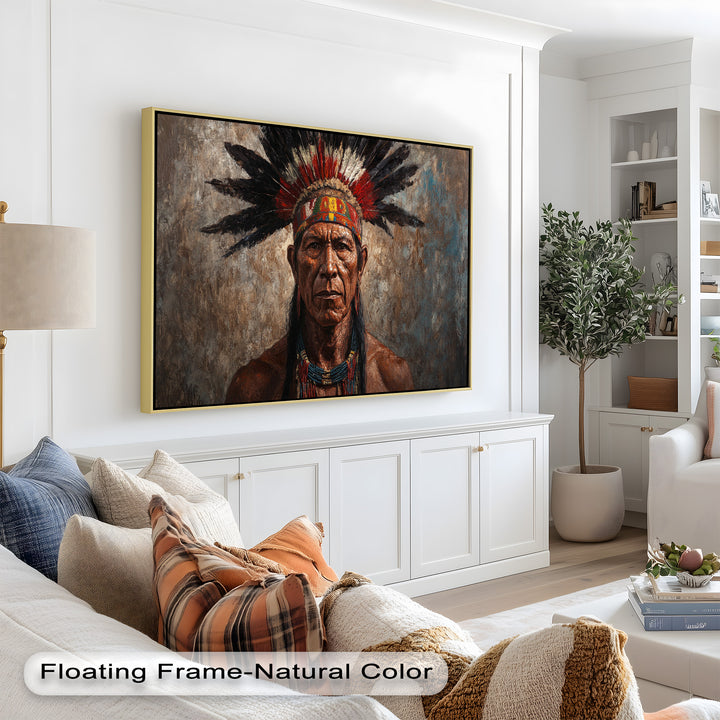 Echo of the Ancestors – Native Warrior Portrait Oil Painting