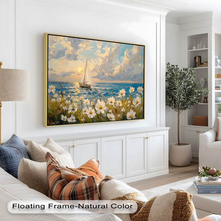 Sailing into Serenity – Framed Oil Painting