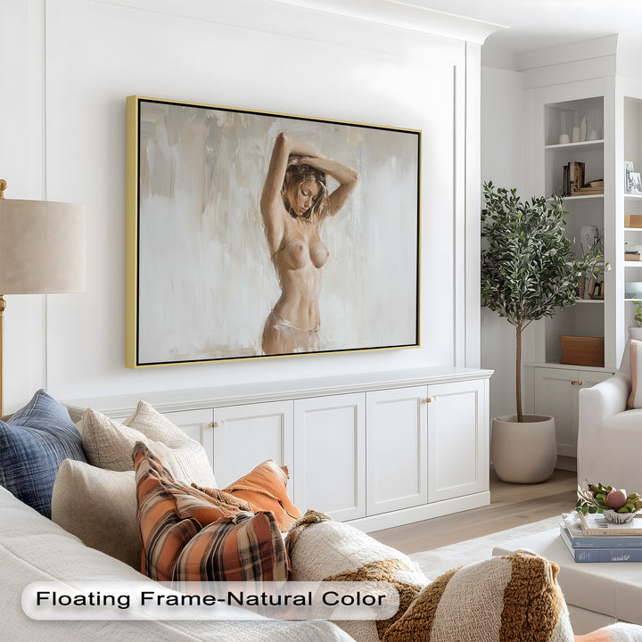 Still Grace – Serene Nude in Soft Neutral Oil Painting