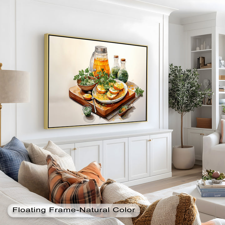 Golden Herb Delight – Rustic Food Still Life Painting
