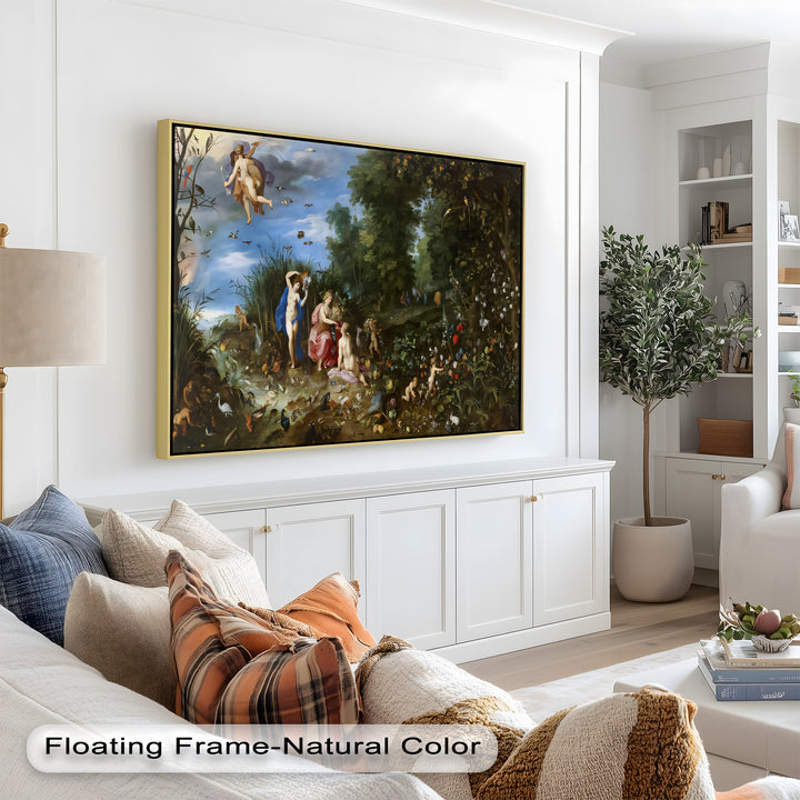 The Garden of Earthly Light – Mythological Forest Scene Oil Painting