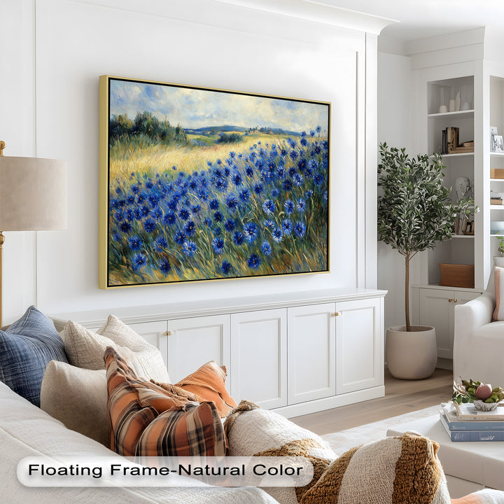 Golden Fields and Blue Cornflowers – Impressionist Meadow Scene Oil Painting