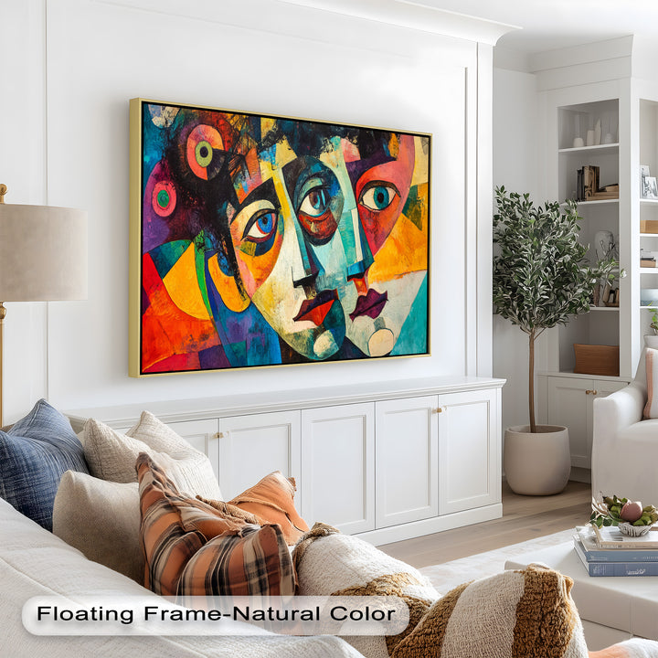 Entwined Visions Oil Painting – Fauvist Dual-Face Expressionism