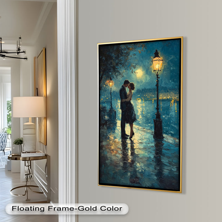 Romantic Couple Under Moonlight - Love Oil Painting