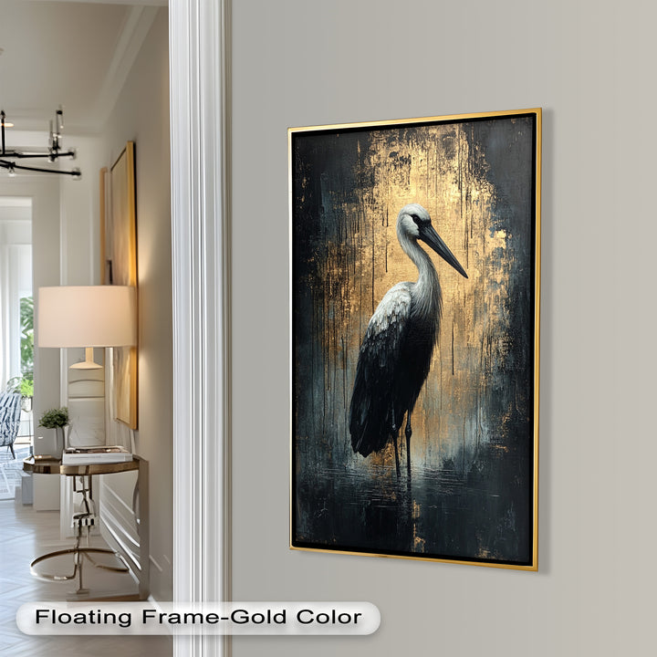 Golden Shadow Heron – Animal Oil Painting