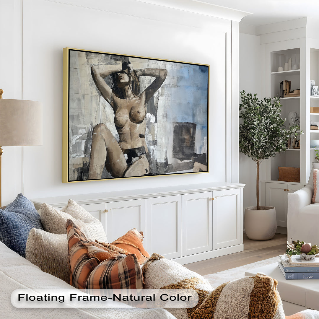 Urban Solitude – Contemporary Nude Oil Painting in Monochrome Hues