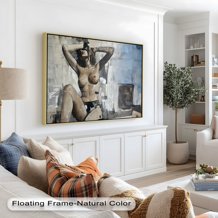 Urban Solitude – Contemporary Nude Oil Painting in Monochrome Hues