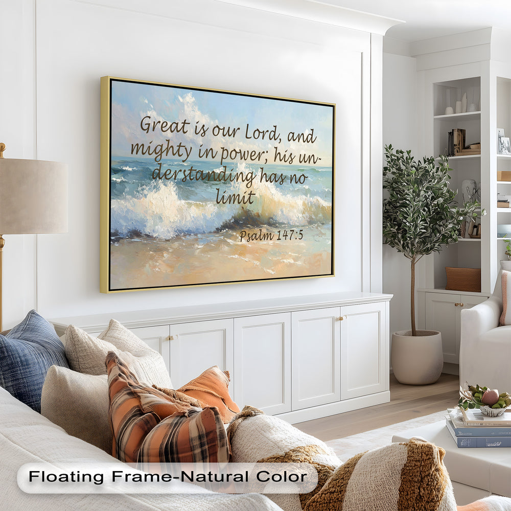 Inspirational seascape artwork capturing divine strength and wisdom.
