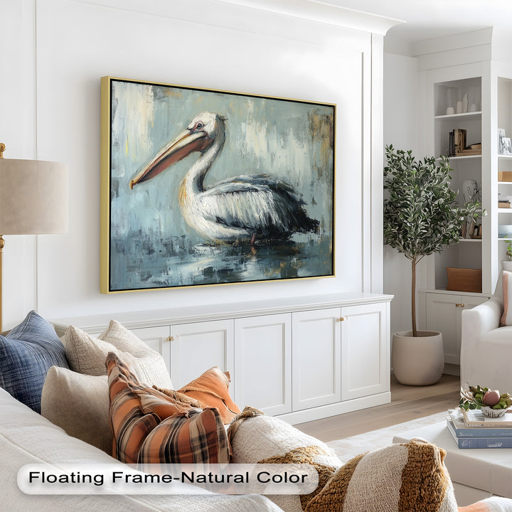 White Pelican Resting by the Water - Animal Oil Painting