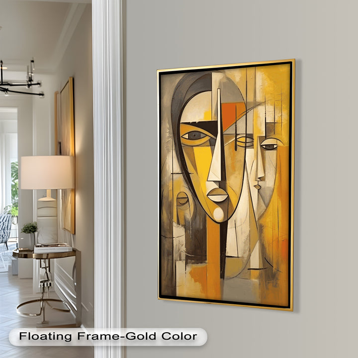 Amber Contours – Abstract Portrait Series in Picasso Oil Painting