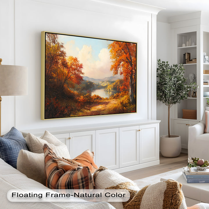 Golden Horizon – Ölgemälde mit herbstlichem Flussblick