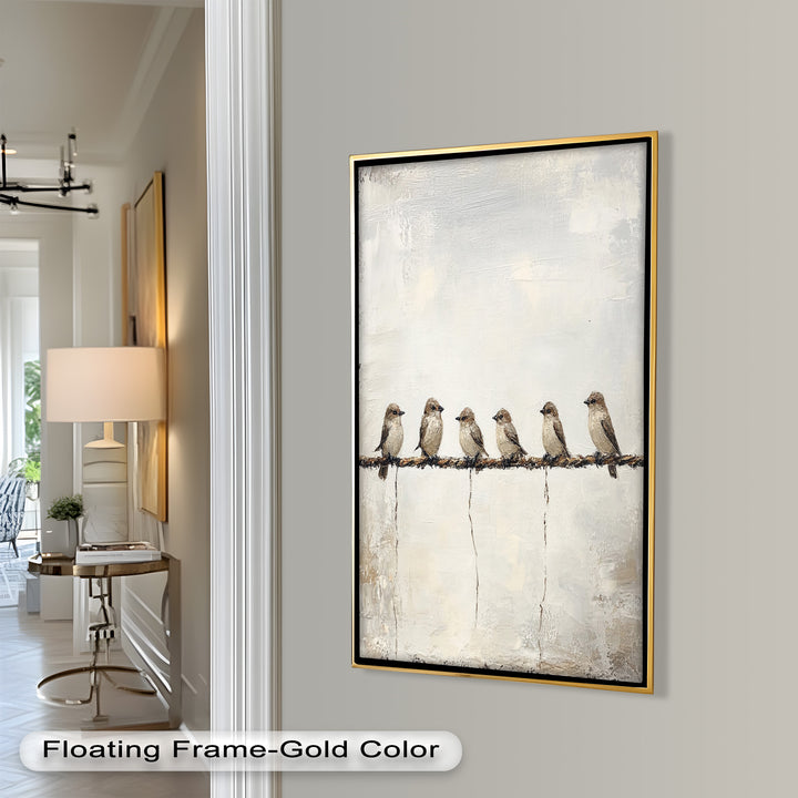 Six Birds in Stillness – Animal Oil Painting