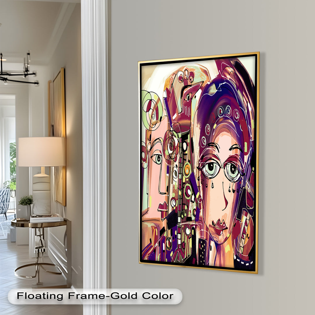 Whispers in Color – Dual Faces with Expressive Eyes Picasso Oil Painting