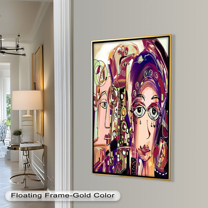 Whispers in Color – Dual Faces with Expressive Eyes Picasso Oil Painting