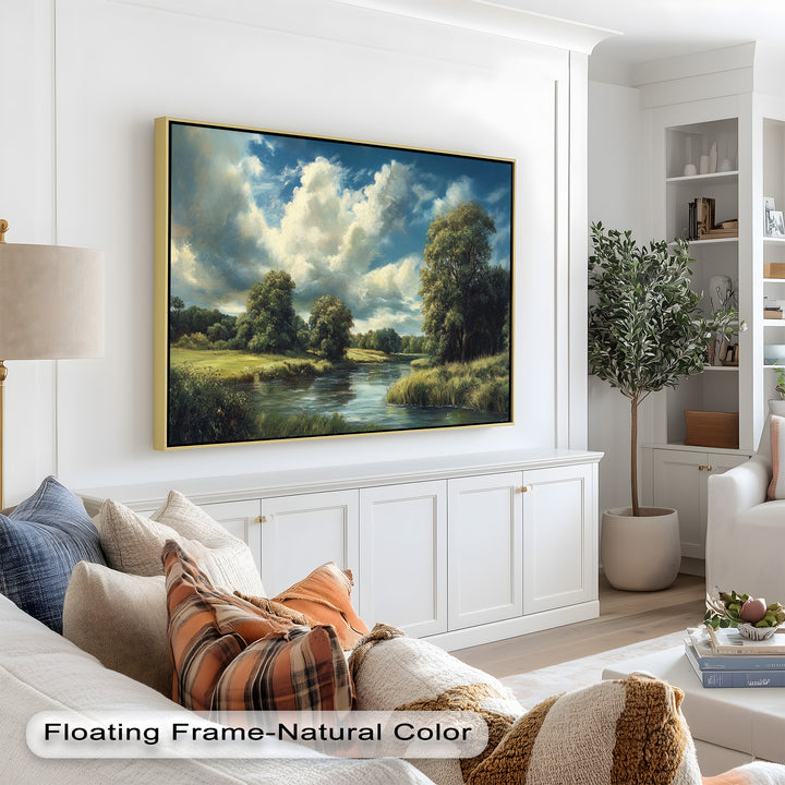 River Landscape Painting – Framed Oil Painting