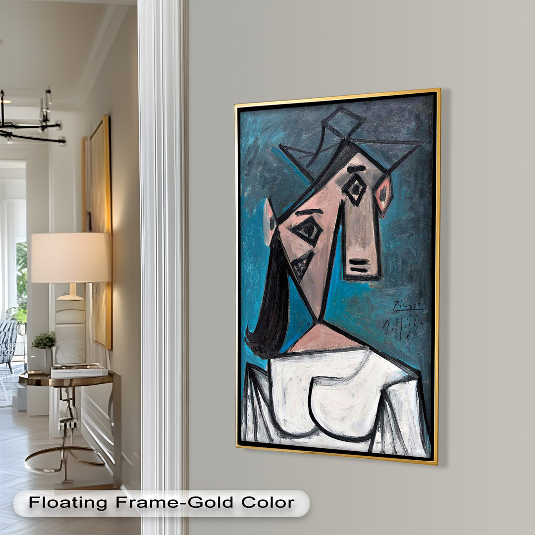 Angular Expression – Cubist Woman in White Dress Picasso Oil Painting