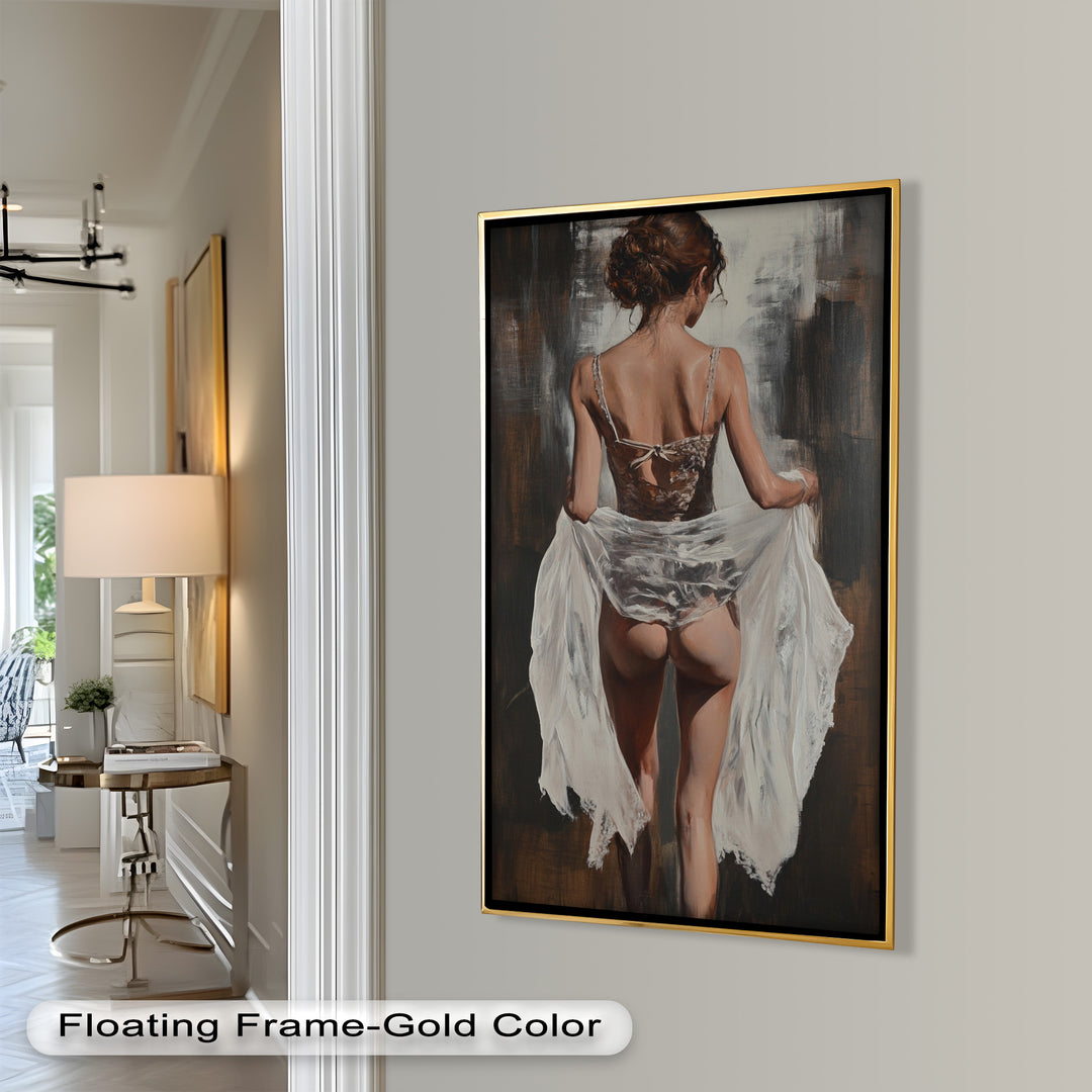 Soft Steps in Lace – Romantic Figurative Nude Oil Painting