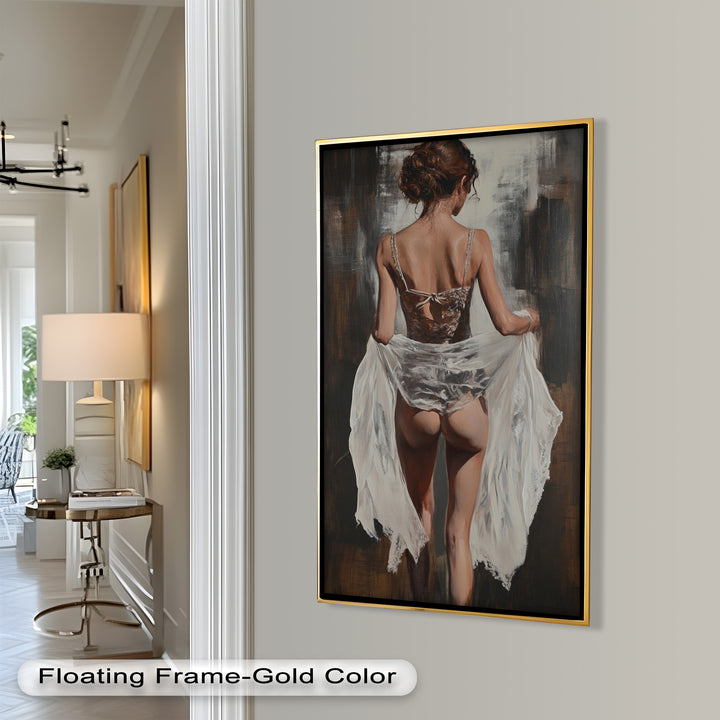 Soft Steps in Lace – Romantic Figurative Nude Oil Painting