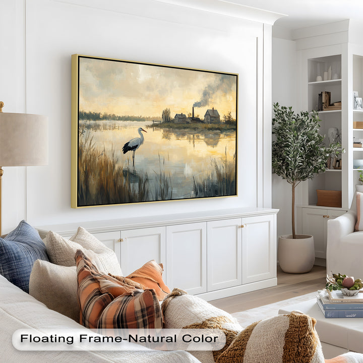 Stork at Dusk – Animal Oil Painting