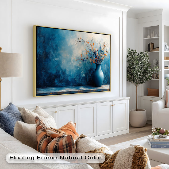 Blue Harmony Vase – Contemporary Floral Arrangement Flower Oil Painting