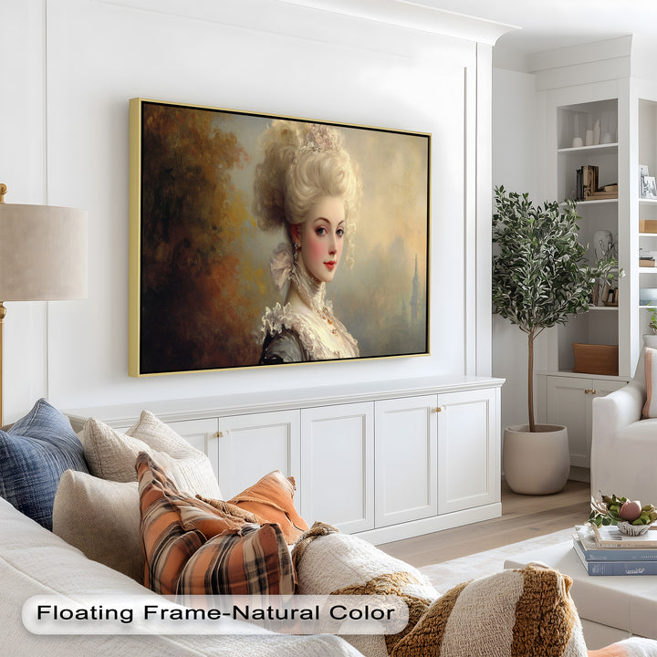 Rococo Grace Oil Painting – Portrait of a Noblewoman in Ivory Lace