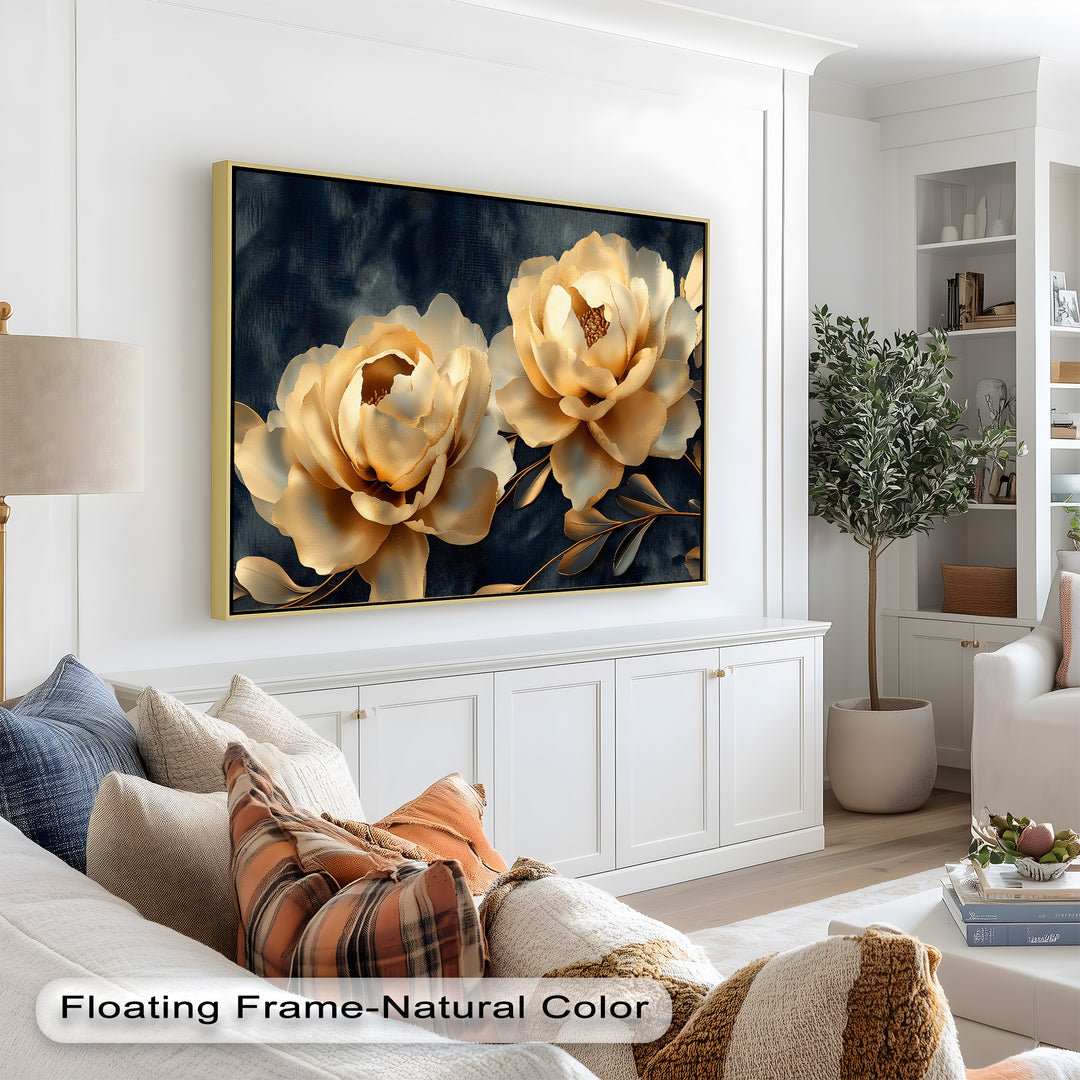 Golden Bloom Elegance – Flower Oil Painting