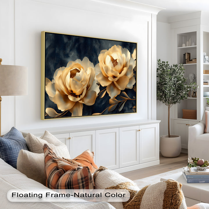Golden Bloom Elegance – Flower Oil Painting