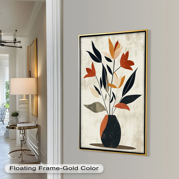 Earthy Boho Floral – Modern Abstract Vase Oil Painting - MyPhotoStation