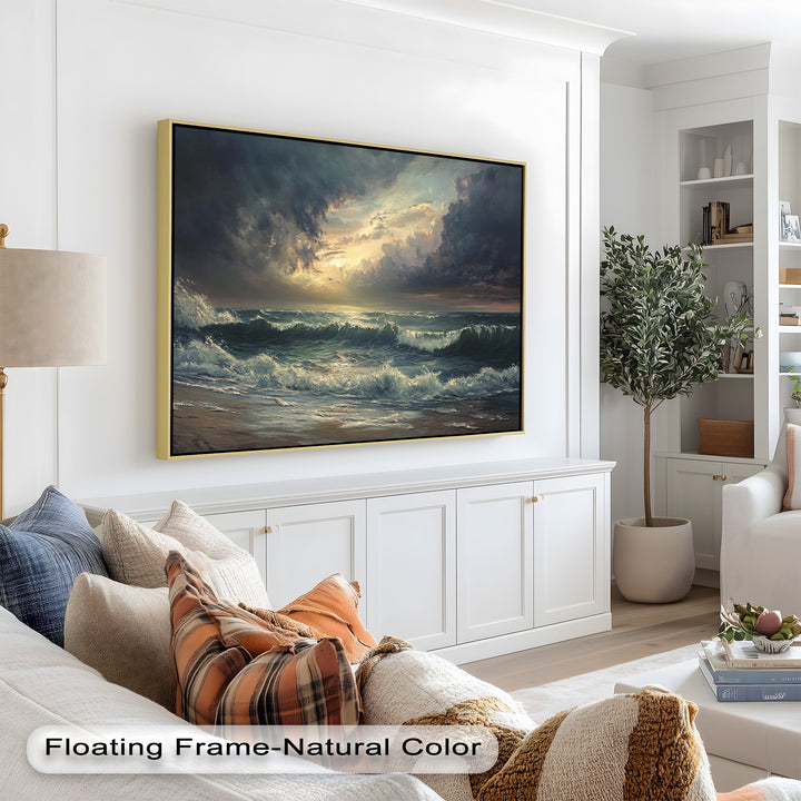 Ocean Sunset Wall Art - Storm Seascape Oil Painting