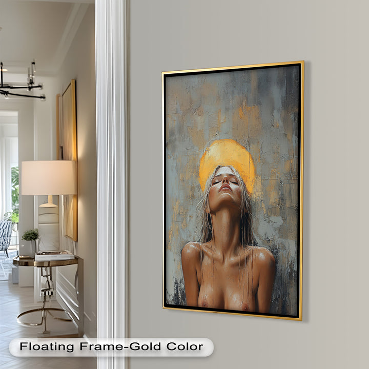 Haloed Grace – Ethereal Nude Portrait Oil Painting