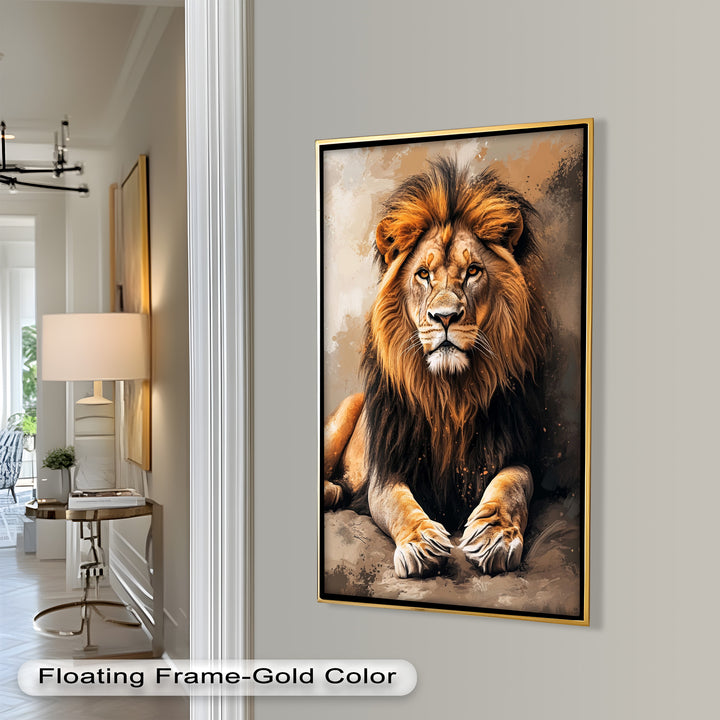 Lion Portrait in Warm Tones - Animal Oil Painting