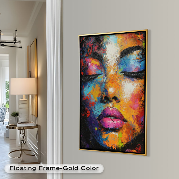 Chromatic Reverie – Bold Female Portrait in Abstract Oil Painting
