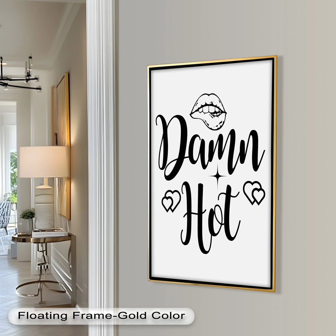 Playful Typography Oil Painting – “Damn Hot” Sexy Lettering Decor
