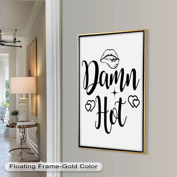 Playful Typography Oil Painting – “Damn Hot” Sexy Lettering Decor
