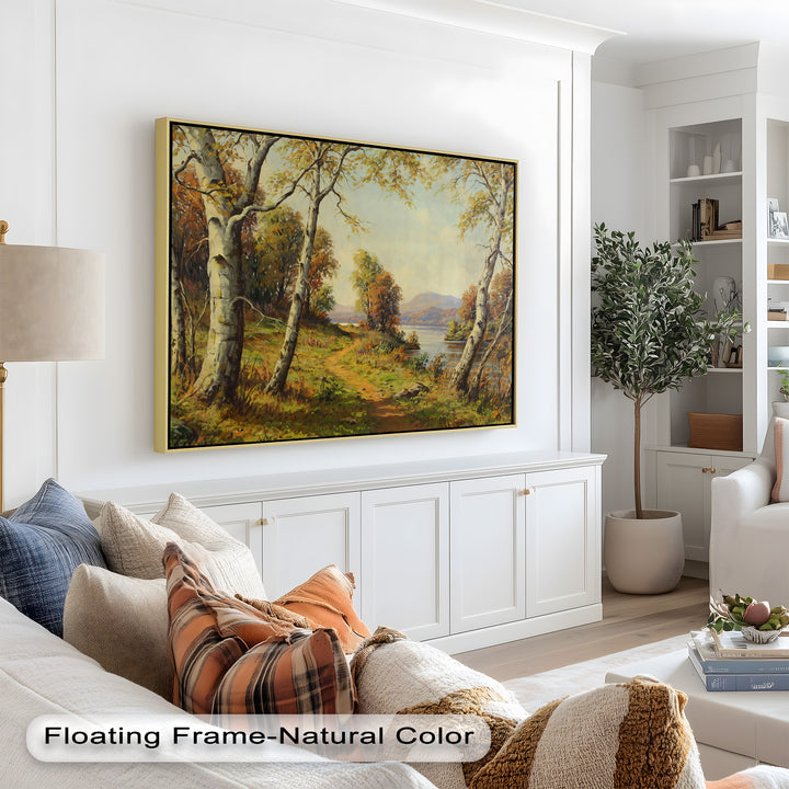 Goldener Pfad am See – Vintage Ölgemälde
