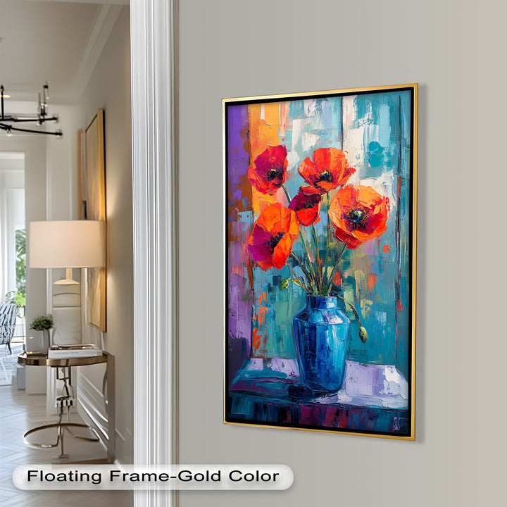 Crimson Blooms – Poppy Flower Oil Painting