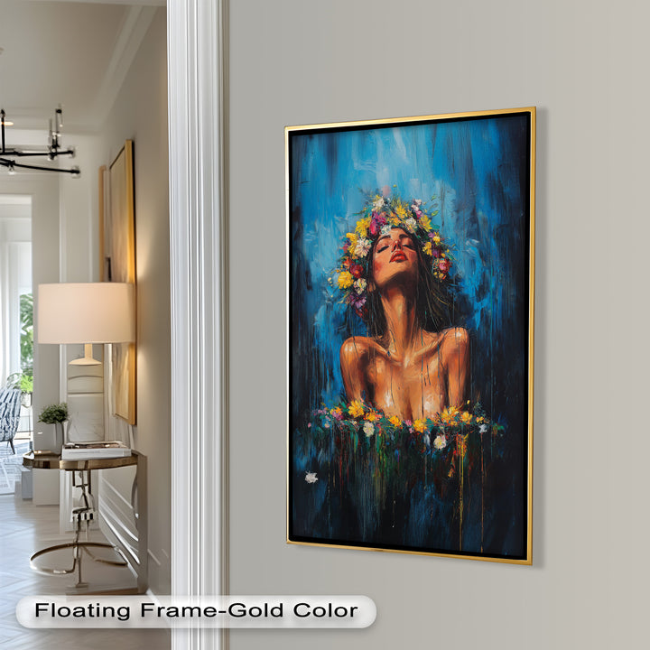 Floral Reverie – Ethereal Woman with Flower Crown Oil Painting