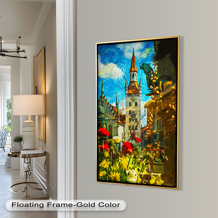 Sunlit Cathedral Square – Vibrant European Cityscape Picasso Oil Painting