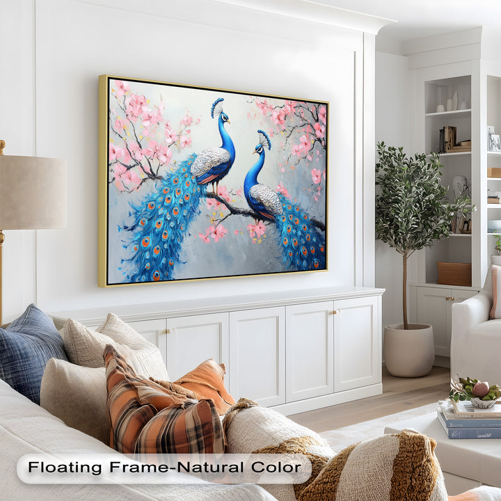 Peacocks Among Cherry Blossoms – Animal Oil Painting