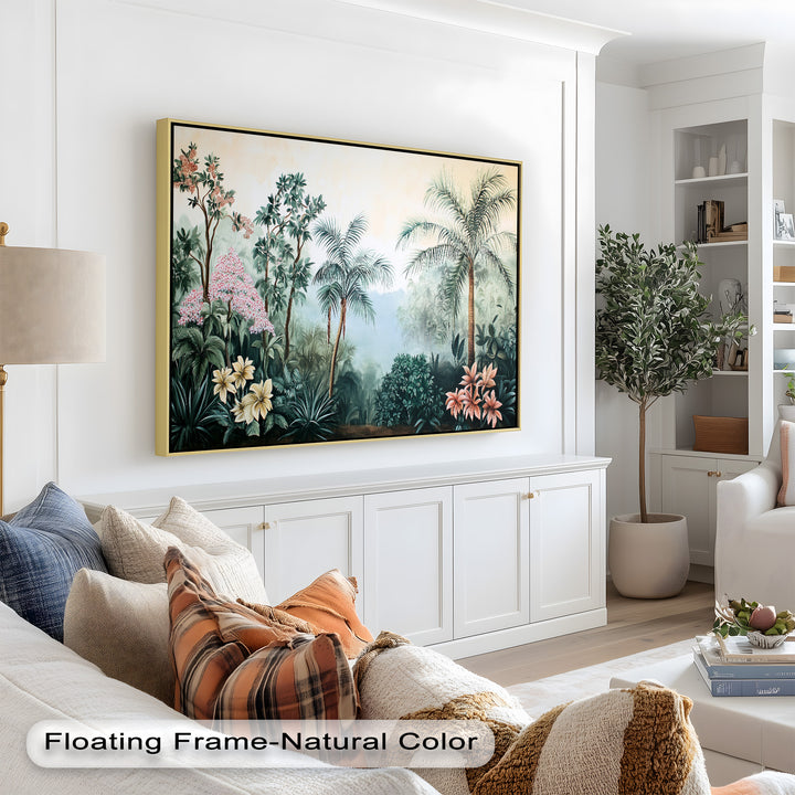 Floral Tropics Oasis – Palm Tree Oil Painting